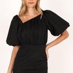 Petal and Pup Cabello Black One Shoulder Puff Slevee Mini Dress S Photo 4