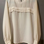 Kathy Che White Vintage Pearl Floral Lace Long Sleeve Buttons Size 12 Photo 0