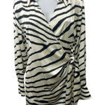 H&M  Women's White Black Silky Satin Zebra Print Long Sleeve Mini Wrap Dress Sz M Photo 0