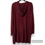 NY&C womens large drop shoulder drawstring hooded sweater dress with pockets NWT Red Photo 1
