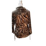 Isabella Rodriguez Tan Brown & Black Animal Print 3/4 Sleeve Ruched Sides Blouse Photo 4