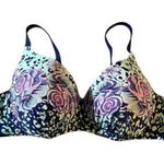 Women's Plus Size Navy Teal Floral Bikini Cupped Swimsuit Size 26 EUC #1868 Blue Photo 0