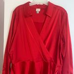 A New Day RED DRAPED WRAP DRESS LONG SLEEVE DRESS SIZE XL Photo 0