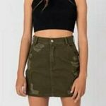 LF Carmar Skirt Olive Green Denim Distressed Mini Skirt Size 28 Edgy Rocker Goth Size M Photo 0