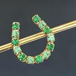 Vintage The Finishing Touch of Kentucky Green Rhinestones Horseshoe Brooch Photo 5
