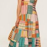 ALÉMAIS Sloane Tiered Midi Patchwork Dress Size 4 US (8 AU) Orange Photo 0