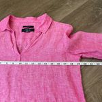 Tahari Pink Linen 3/4 Sleeve Blouse Tunic Top ~ Mother Of Pearl Buttons ~ Size S Photo 7