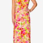 Rachel Roy floral garden jersey front tie v neck maxi sun dress. Size Medium.NWT Yellow Photo 0