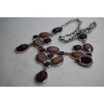 Source Unknown Glittering Statement Purple Beige Sparkle Cut Stone Silver Tone Bib Necklace Photo 2