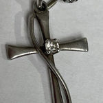 925 Sterling Silver Wrapped Design Small Cross Pendant Sterling 16” Chain Photo 0