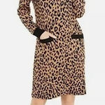 J.Crew Size M Leopard Print Mockneck Sweater Dress NWT Cotton Merino Wool Blend Photo 0