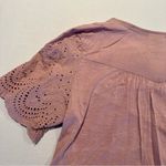 Knox Rose Mauve Pink Eyelet Lace Scalloped Hem Short Sleeve Top Size Small Photo 6