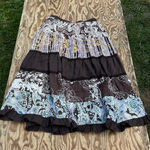 Magic  Y2k Fairy Maxi Skirt‎ Size Medium Peasant Brown White Yellow Floral Spring Photo 0