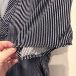 Old Navy Old‎ Navy Women's Large Blue White Striped Shirt V-neck Loose Fit Rayon Photo 4