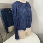 Free People Blue Ruffled Olivia lace Blouse Photo 10