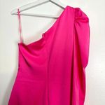 Mac Duggal Feather Trim One-Shoulder Long Sleeve Minidress Candy Pink Size US 4 Photo 6