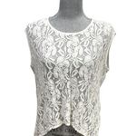Heart soul  Cream Lace high and low Blouse Sheer Sz XL. Flare back armless. Photo 0