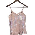 Anthropologie  NWT $98 Pink Champagne Amelie Beaded Sequin Cami Peplum Tank Photo 3