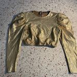 ZARA  cropped long sleeve gold blouse Photo 4