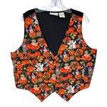 Vintage Womens Halloween Print Vest Sz L Button Front Festive Holiday Black Size L Photo 0