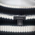 Halogen Black White Stripe Button Front V Neck Cardigan Sweater Size M Preppy Photo 4