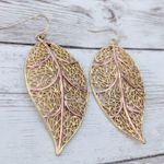 Vintage Earrings Pierced Ears Stunning Extra Large Leaves Gold & Copper Tone Photo 3