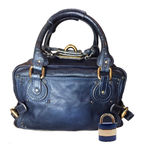 Chloé CHLOE Paddington Navy Blue Leather Tote Hand Bag w/ Padlock Photo 1