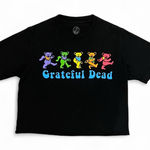 Grateful Dead  Dancing Bears Cropped Black T-Shirt Size Small Photo 0