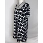 Suzie Black & White Diamond Print Stretchy Short Sleeve Shift Dress XL Photo 3