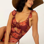 Joyfolie Swimsuit Taryn One Piece Floral Open Back NWT Size Larve Red Size L Photo 0