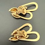 Vintage Signed NAPIER Blue Topaz Aquamarine Rhinestone Goldtone Clip On Earrings Photo 6