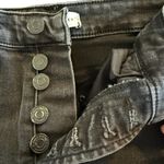 Vervet Flying Monkey Amie Black High Rise Straight Leg Ankle Jeans Raw Hem Button Fly Photo 2