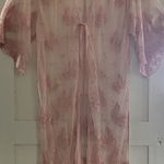 Everleigh Sheer Pink Coral Lace W/ Butterflies Kimono Duster Swim Coverup Sz L Size L Photo 0