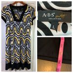 ABS Allen Schwartz  Retro Y2K 70s Style Dress‎ Womens Large Square Neck Stretch Photo 1