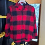 Old Navy  Red and Black Buffalo Check Plaid Flannel Boyfriend Shirt Size Medium Photo 2