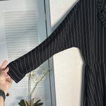 Chetta B Vintage Sherrie Bloom Menswear Pinstripe Dress Collared Wrap Midi Boss Photo 2