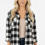 Burnside  black & white plaid flannel button down shirt size small Photo 0