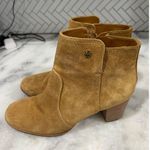 Tory Burch Women’s Suede Ankle Boots Tan Leather Sole Block Heel Size 10M Photo 2