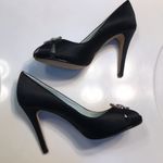 Grazia Women’s Black Satin Rhinestone Jewel Embellished Peep Toe Stiletto Heels Size undefined Photo 5