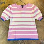 NWT Marble Striped Short Sleeve Sweater Balloon Sleeve Small Pink Photo 3