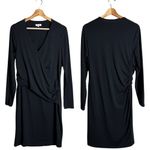 Sundance  Criss Cross Draping V-Neck Knee Length Wrap Dress Women's Large Black Photo 2