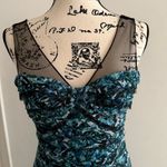 BCBGMAXAZRIA Jennie Blue Surf Combo Licrystal Maxi Dress Gown Photo 4