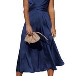 PRETTYGARDEN  Satin Midi Dress Blue Wrap Style (621) Photo 0