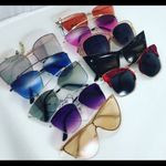 Oversize rimless nude clear cat eye sunglasses Photo 3