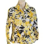 Womens Denim Floral Jacket Stretch Yellow Black Size 8 u Photo 0