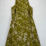 Jason Wu linen blend Silk trim Palm Print Halter Dress Green Size 10 no belt Photo 0