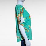 Adiva Sea Green Floral Round Neck Blouse Size Medium Photo 4