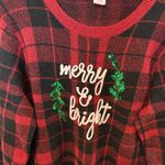 Holiday Time  Ugly Christmas Sweater Women’s  Sz XL Plaid Merry Bright Red Plaid Photo 2