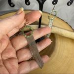 Green Rhinestones Silver Multi Chain Earrings Green Photo 4