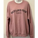 The Mayfair Group Self Love Club Cotton Crewneck Sweatshirt Pink One Size EUC!! Photo 3